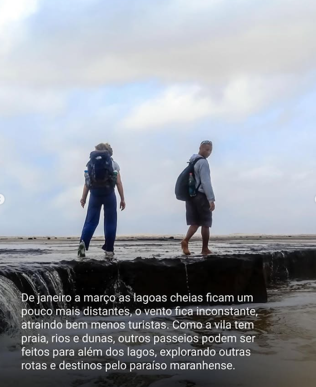 Janeiro a março — vila tranquila, praias e dunas.