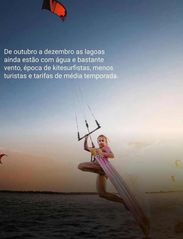 Outubro a dezembro — temporada dos kitesurfistas.